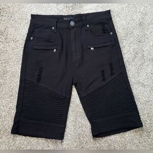 WAIMEA Black Denim Shorts Youth Boys Size 20 Skinny Fit Distressed Moto Pockets